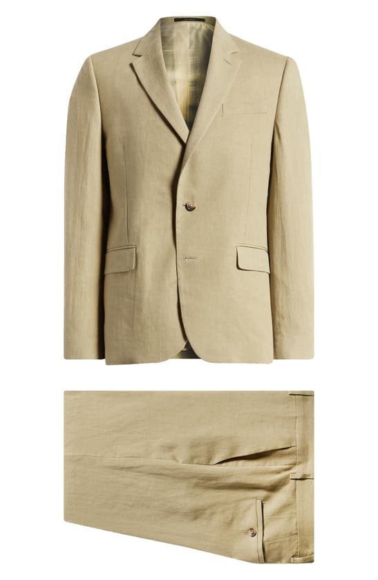 Paul Smith Tailored Fit Solid Linen Suit In Khaki