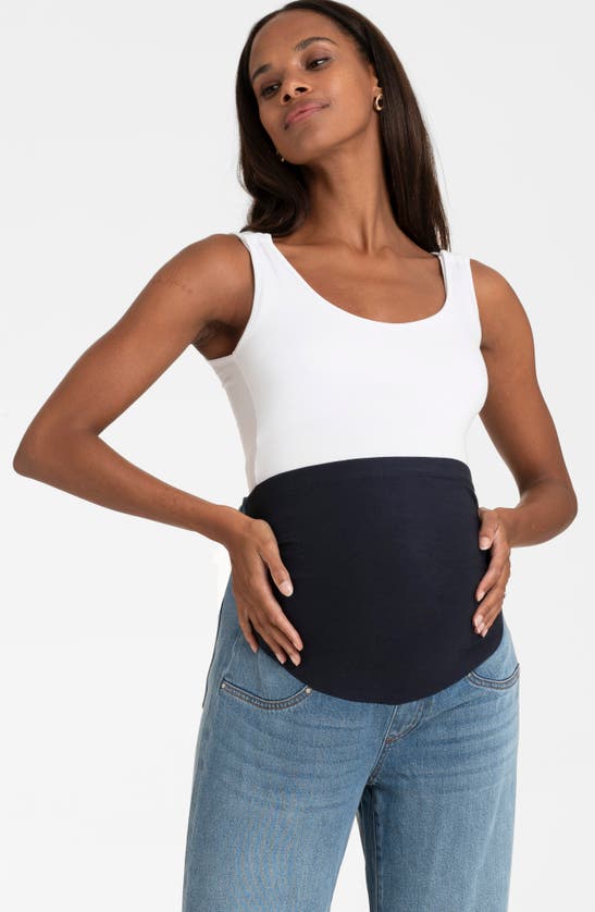 Shop Seraphine Over The Bump Wide Leg Maternity Jeans In Light Blue