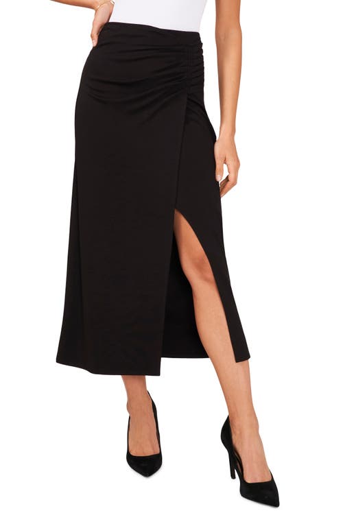 halogen(r) Ruched Jersey Midi Skirt in Rich Black