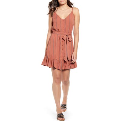 Billabong Air Dancer Sleeveless Ruffle Hem Minidress, Coral