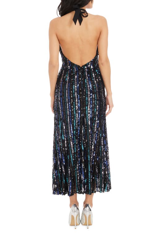 Shop Dress The Population Sarai Sequin Halter Cocktail Dress In Navy Multi