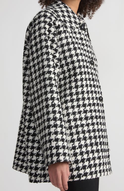 Shop Lafayette 148 New York Houndstooth Check Wool Blend Car Coat In Black Multi