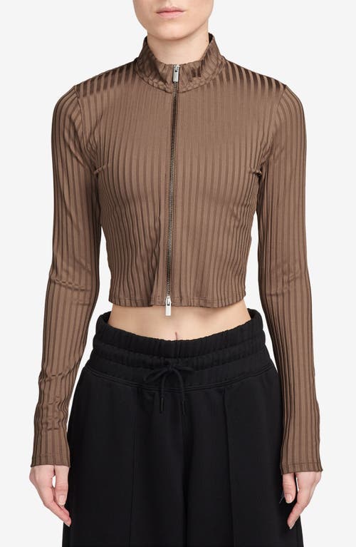 Jordan Rib Zip Front Top In Brown