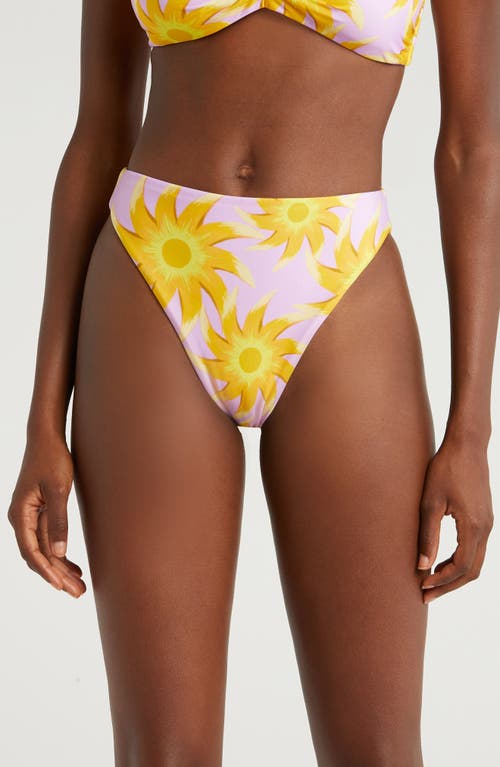 Farm Rio Sunny Side High Waist Bikini Bottoms In Sunny Side Lilac