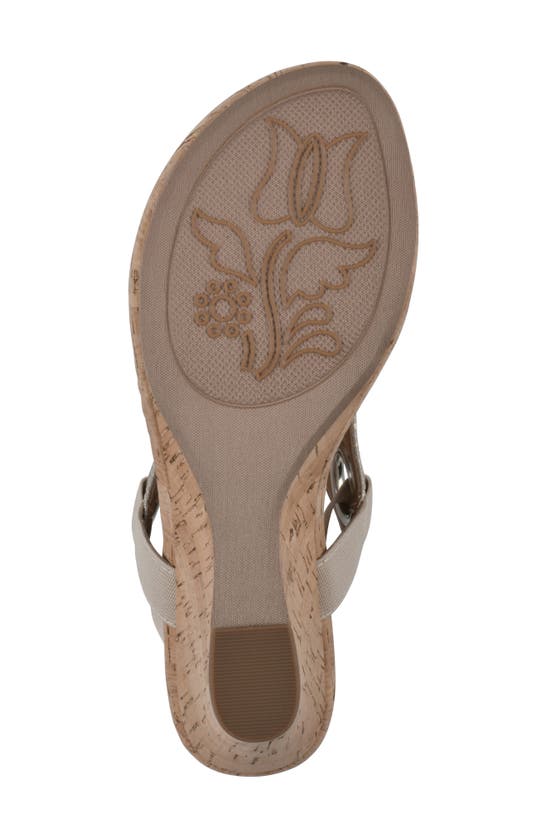 Shop White Mountain Footwear Aida Cork Wedge Sandal In Gold Metallic Smooth