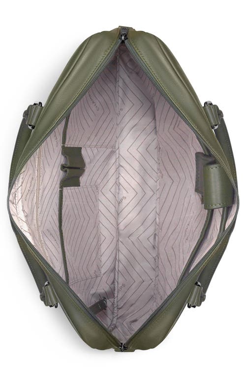 Champs Compact Leather Slim Briefcase In Khaki