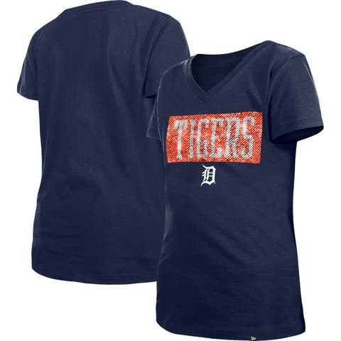 Girls Youth New Era Royal Chicago Cubs Flip Sequin Team V-Neck T-Shirt