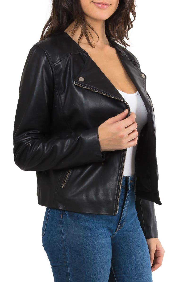 Bagatelle Leather Biker Jacket, Alternate, color, 
