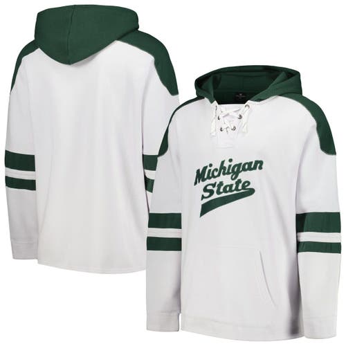Men's Colosseum White Michigan State Spartans Lace-Up 4.0 Pullover Hoodie
