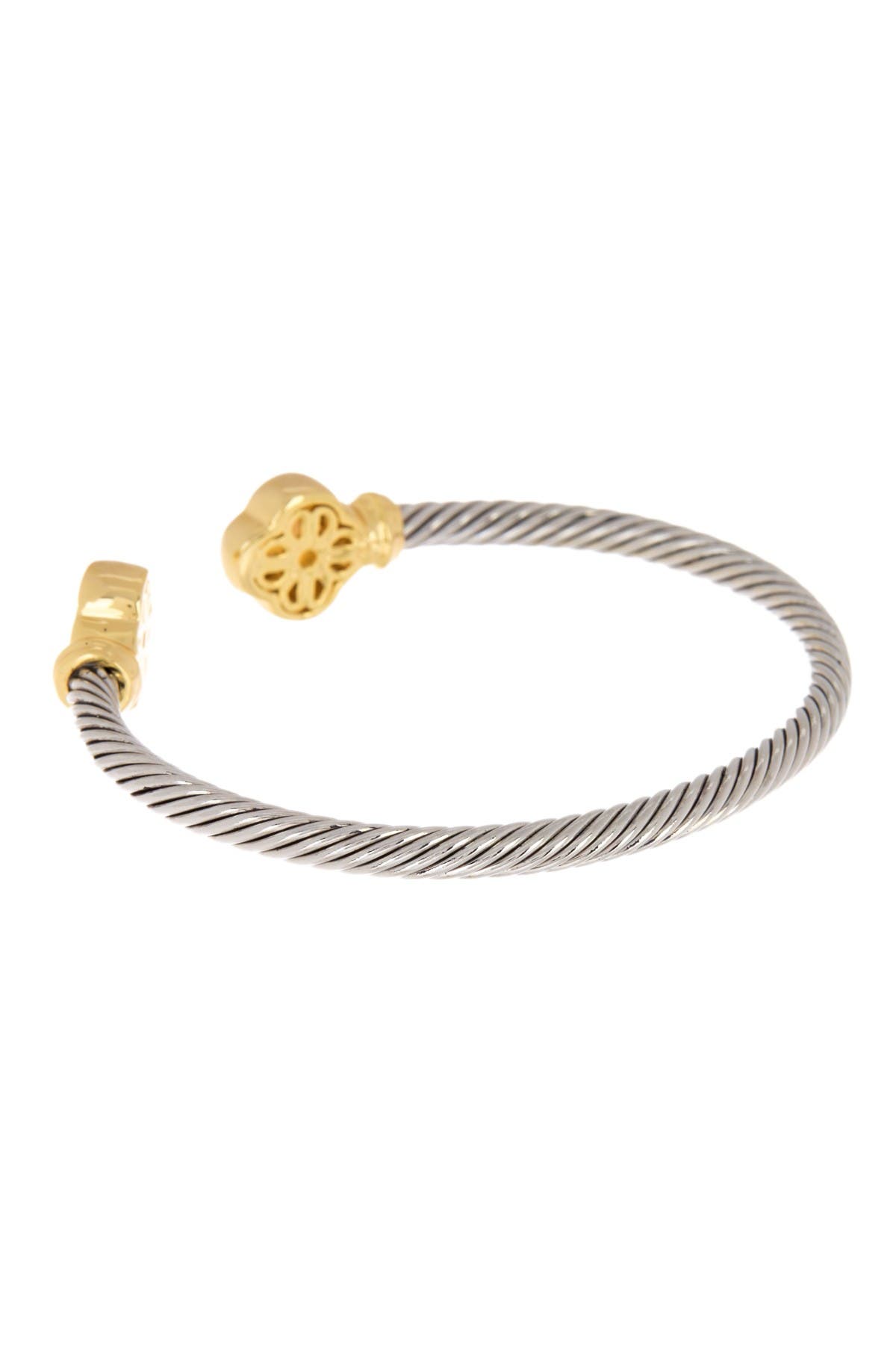 Meshmerise Twisted Cable Mother Of Pearl Cuff Bracelet In Open Miscellaneous