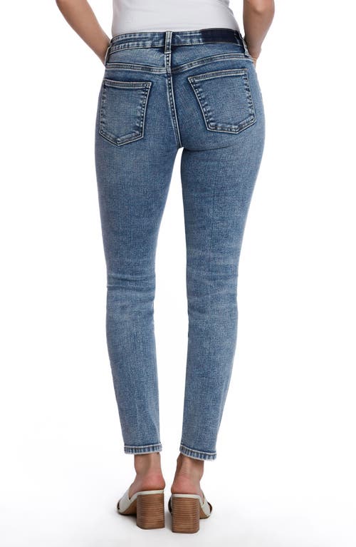 Shop Hint Of Blu Mid Rise Skinny Jeans In Veragated Blue