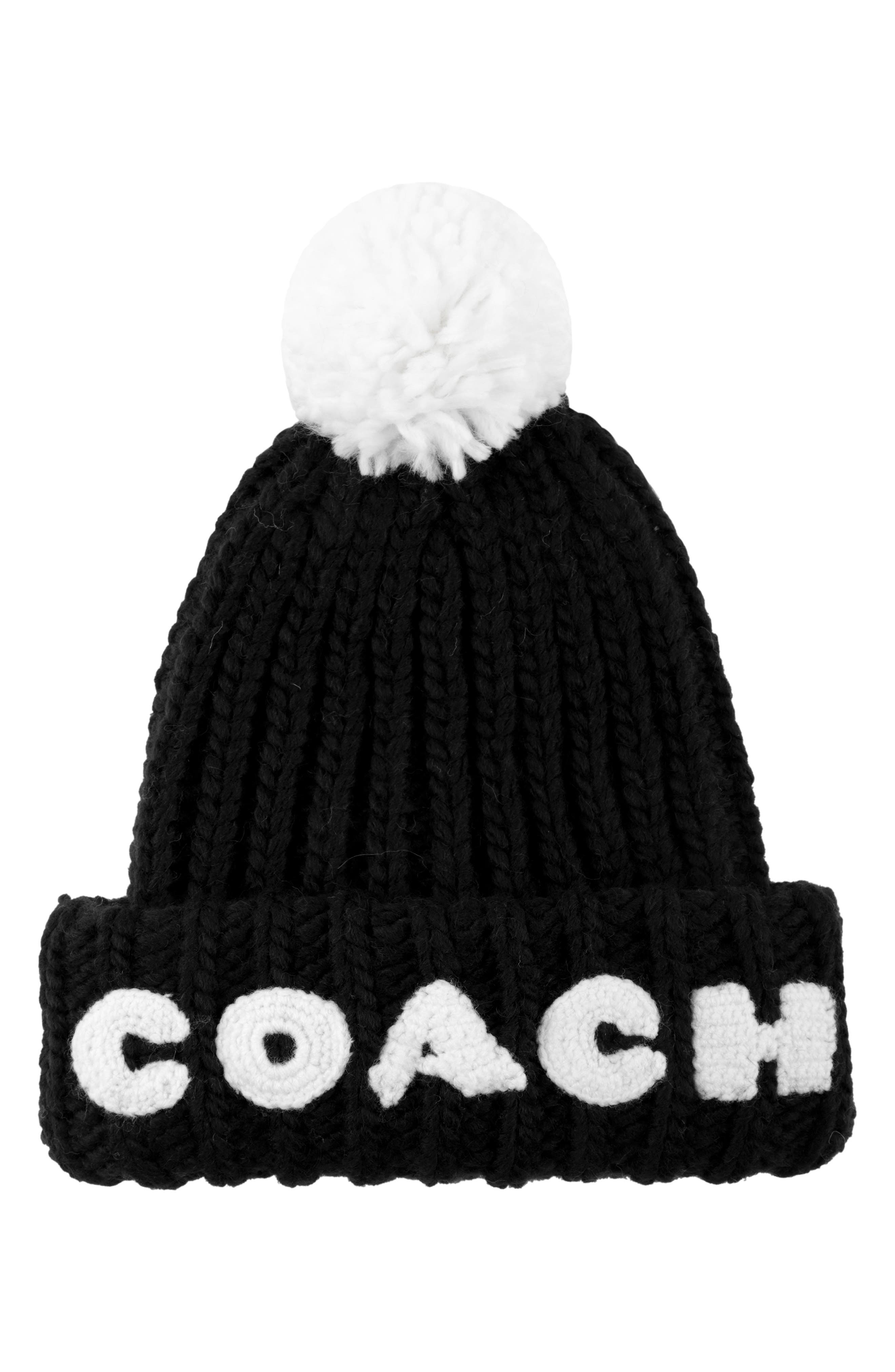 COACH Hand Knit Logo Beanie Nordstrom