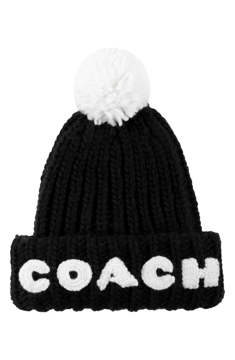 COACH Hand Knit Logo Beanie Nordstrom