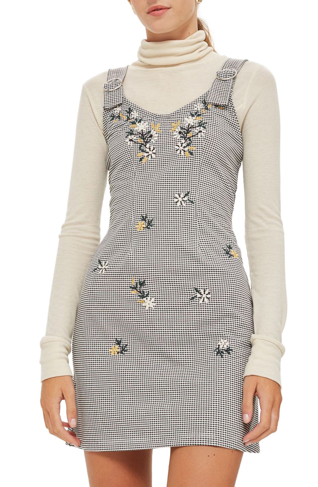 Embroidered Gingham Pinafore Dress Nordstrom