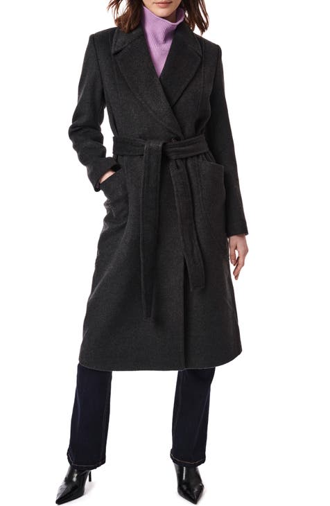 Plus Size Contrast Collar Wool Look Tailored Coat