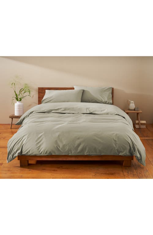 Coyuchi Crinkled Organic Cotton Percale Duvet Cover in Laurel