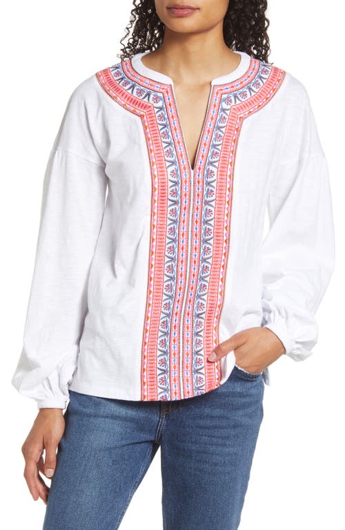 Boden Embroidered Top in White/Multi