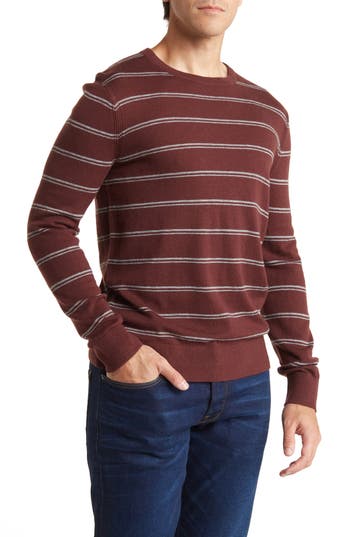 Theory Riland Harman Stripe Wool Blend Sweater In Brown