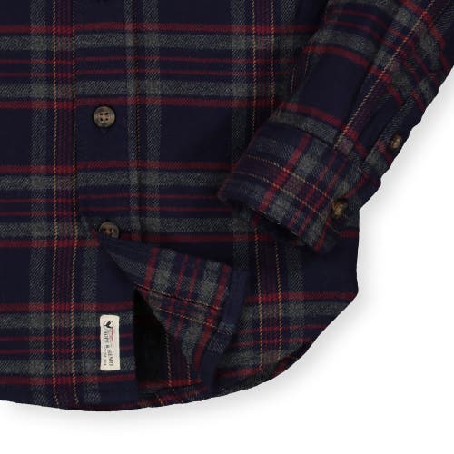 Hope & Henry Baby Boys' Organic Flannel Shirt, Infant In Navy And Gray Classic Plaid