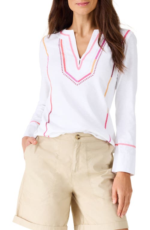 NIC+ZOE Pinnacle Embroidered Top White Multi at Nordstrom