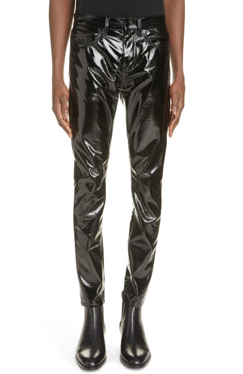 Lacquered Skinny Jeans in Shiny Lacquered Blac