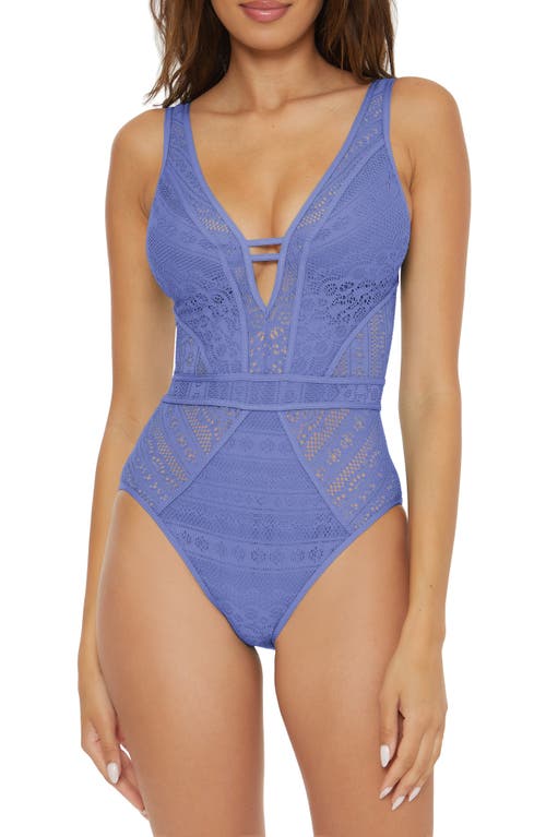 Color Play Lace One-Piece Swimsuit in Cornflower