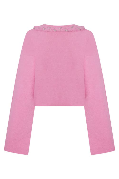 Shop Nocturne Embellished Knit Sweater In Pink