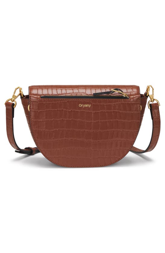 Shop Oryany Lottie Croc Embossed Crossbody Bag In Toffee Tan