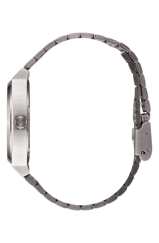 Shop Nixon The Time Teller Bracelet Watch, 37mm In Light Gunmetal / Dusty Blue