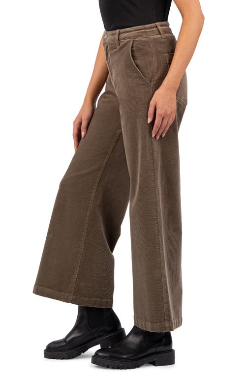 Shop Kut From The Kloth Meg High Waist Ankle Wide Leg Corduroy Pants In Olive