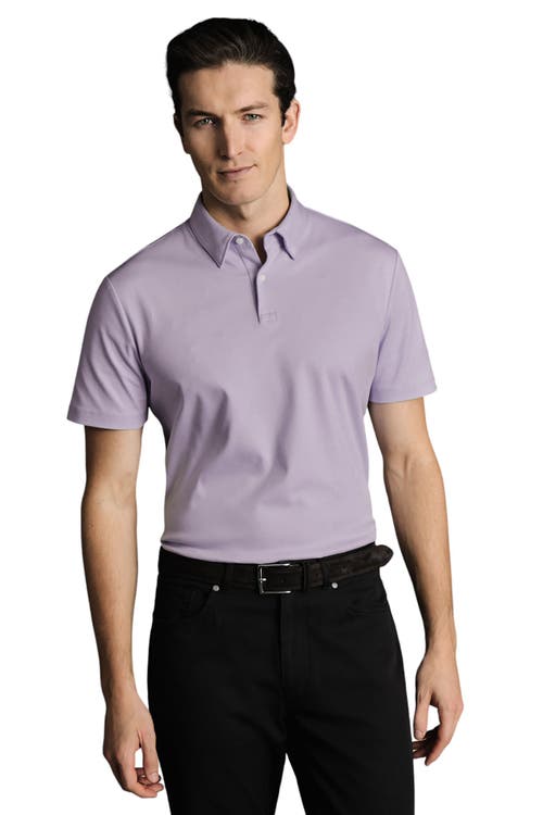 Plain Short Sleeve Jersey Polo in Lilac Purple