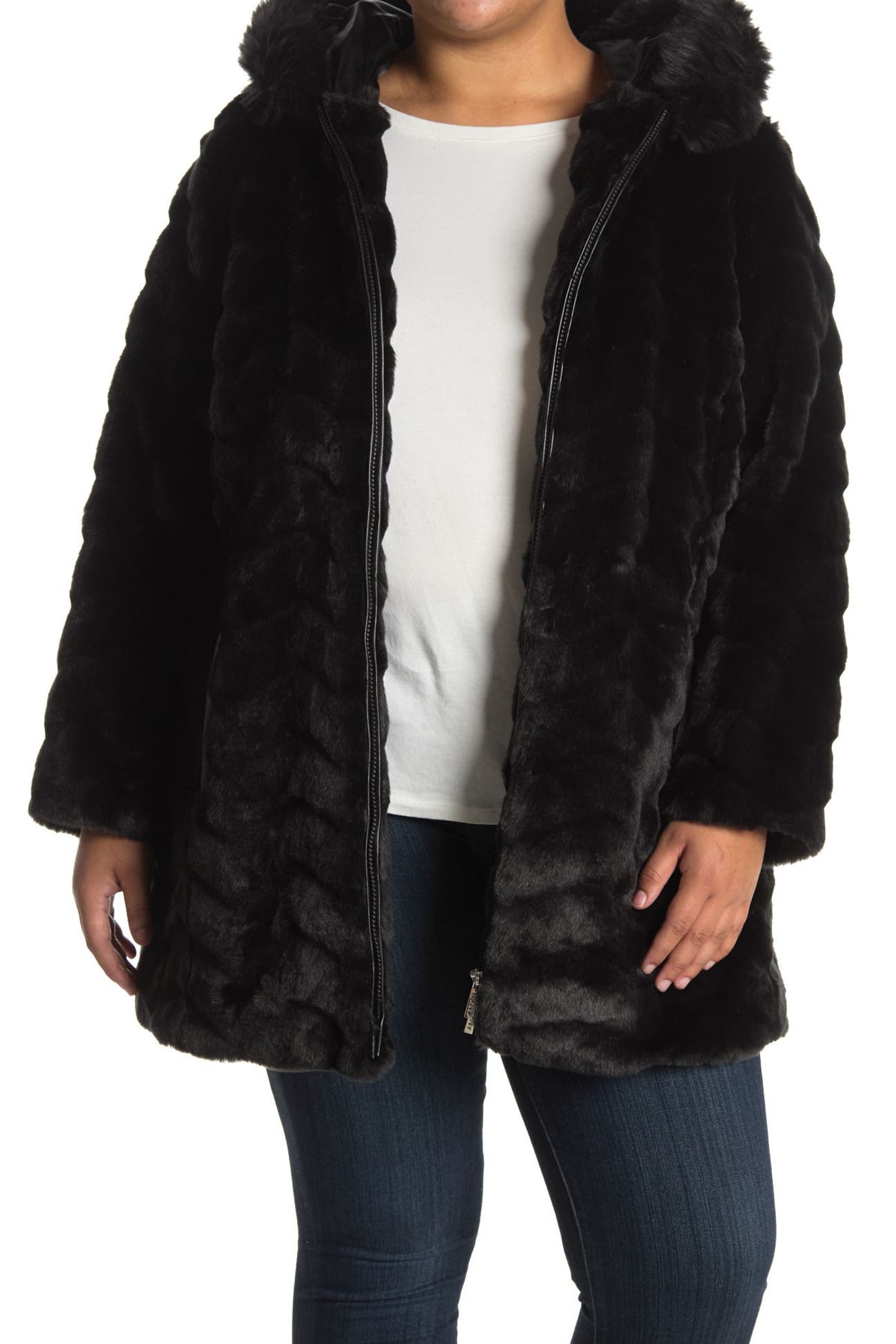 DKNY Faux Fur Hooded Coat Nordstrom Rack