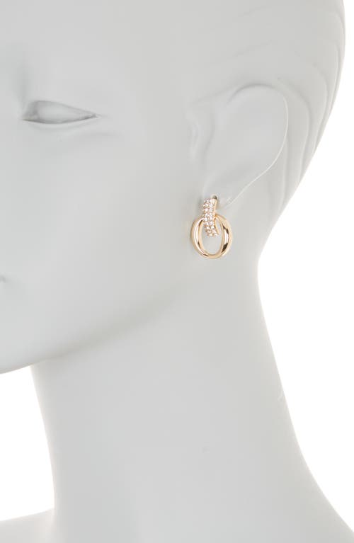 Shop Anne Klein Crystal Post & Ring Drop Earrings In Gold/crystal