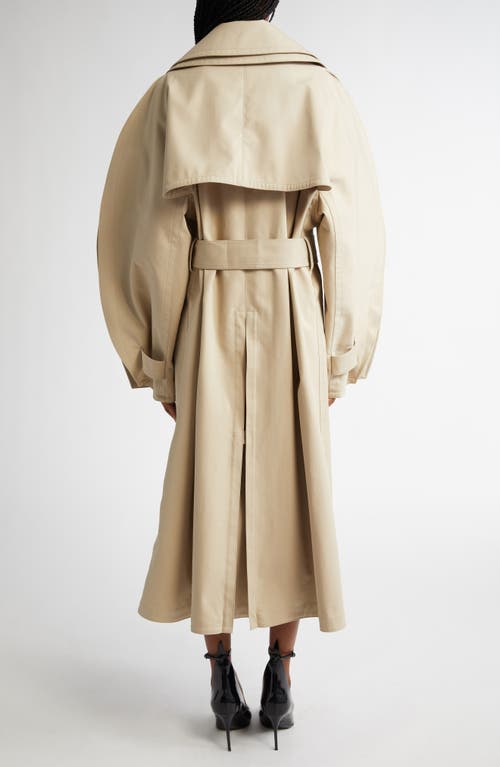 Shop Alaïa Split Sleeve Belted Trench Coat In Beige