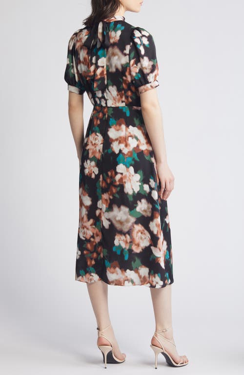 Shop Julia Jordan Floral Print Mock Neck Dress In Black Multi