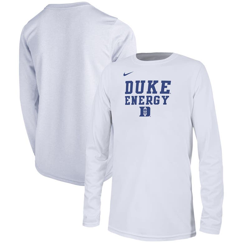 Shop Nike Youth   White Duke Blue Devils 2024 On-court Bench Energy T-shirt