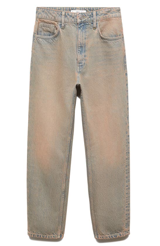Mango Tinted High Waist Ankle Tapered Mom Jeans In Medium Vintage Blue