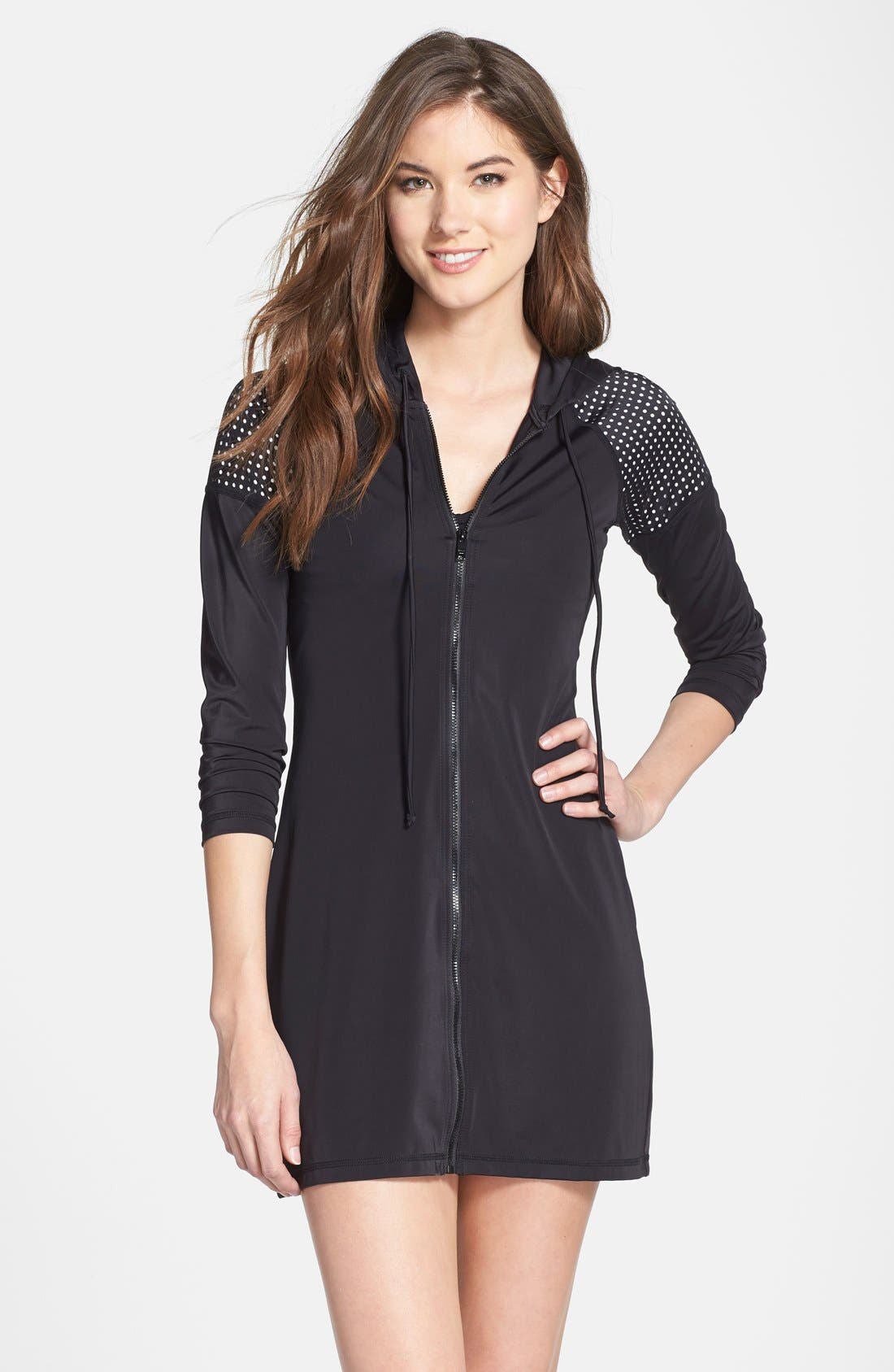 DKNY Mesh Detail CoverUp Hoodie Nordstrom
