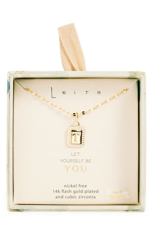 Leith Initial Pendant Necklace In T- Clear- Gold
