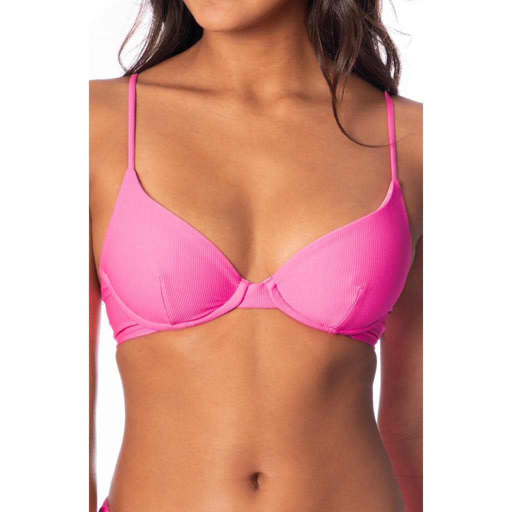 Maaji Dainty Radiant Pink Reversible Underwire Bikini Top In Pink