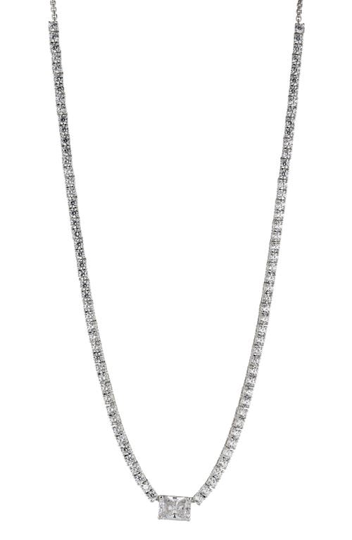 Nadri Emerald Cut Tennis Necklace in Rhodium at Nordstrom