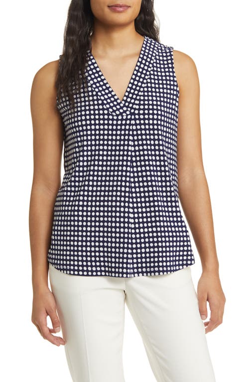 Anne Klein Women's Printed Sleeveless V-neck Shell Top In Distant Mt/anne White