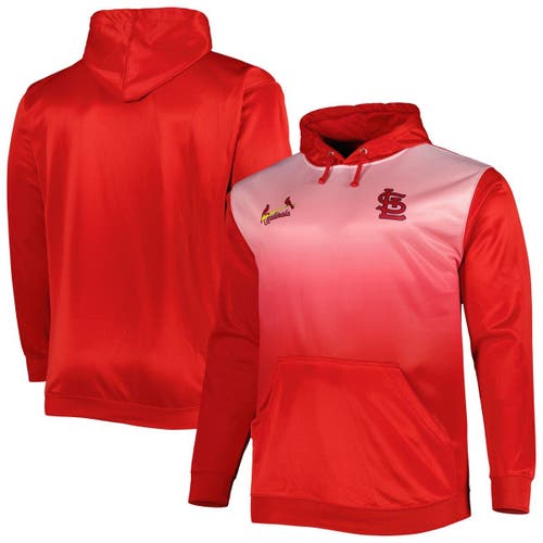 PROFILE Men's Red St. Louis Cardinals Fade Sublimated Fleece Pullover Hoodie