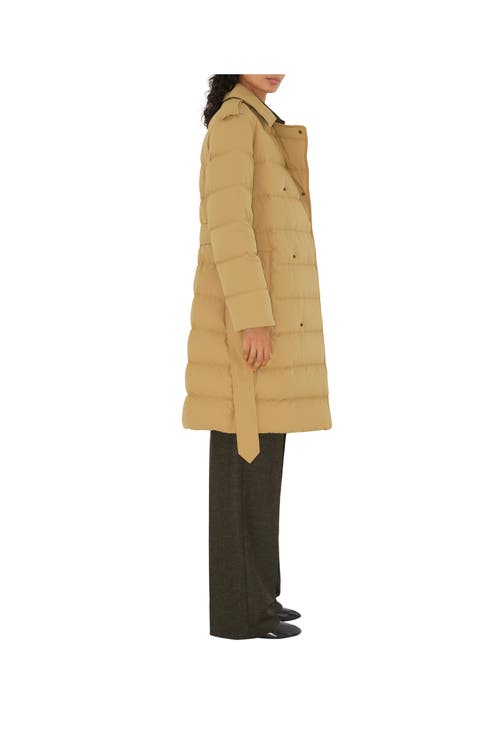 Shop Burberry Mid-length Nylon Puffer Coat In Flax/sand