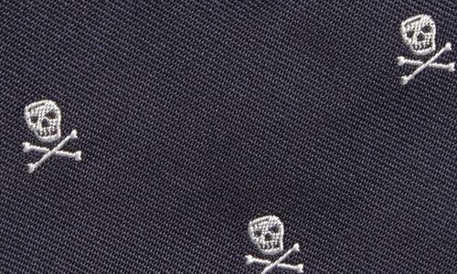 Shop Ralph Lauren Purple Label Skull & Crossbones Embroidered Silk Tie In Navy