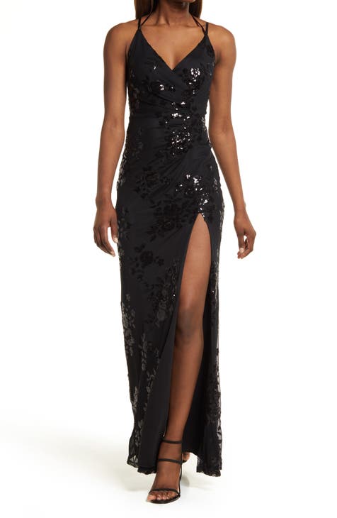 Black Sheer Mesh Dress - Sequin Fringe Dress - Long Sleeve Maxi - Lulus