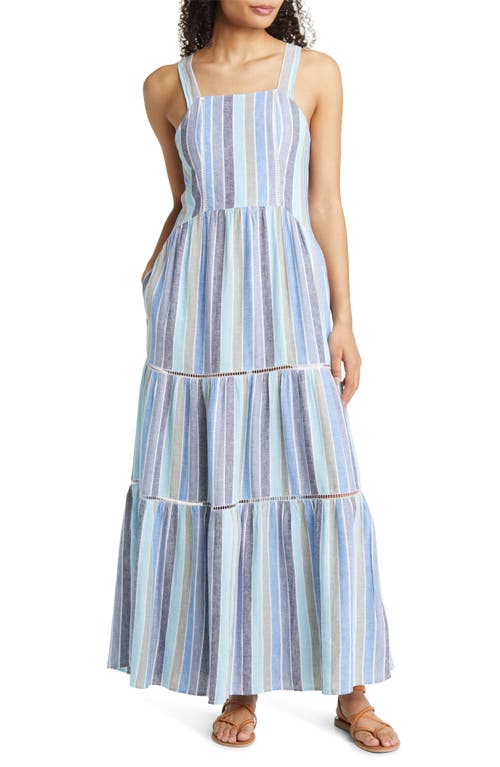 caslon(r) Stripe Linen Blend Maxi Dress in Blue Cabana Stripe