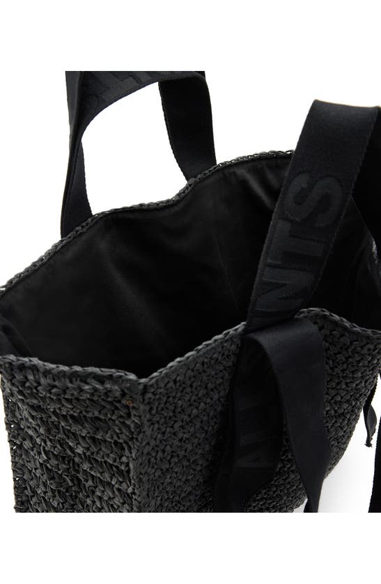 Shop Allsaints Lullah Straw Tote Bag In Black