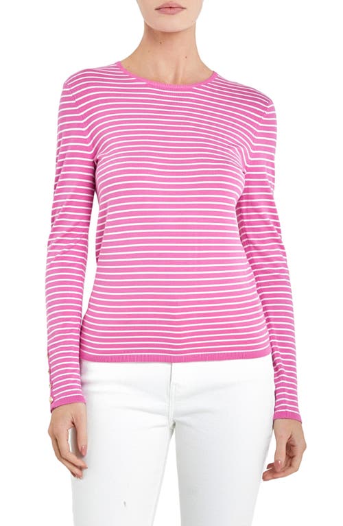 Shop English Factory Stripe Sweater In Pink/white