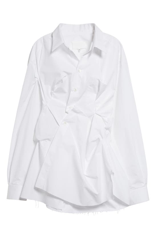 Shop Maison Margiela Oversize Décortiqué Raw Hem Button-up Shirt In White